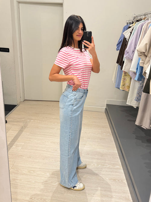 T-shirt righe con cuore