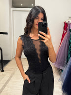 Body pizzo scollo dietro