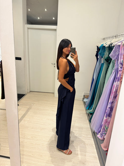 Completo lino top fasce e pantalone