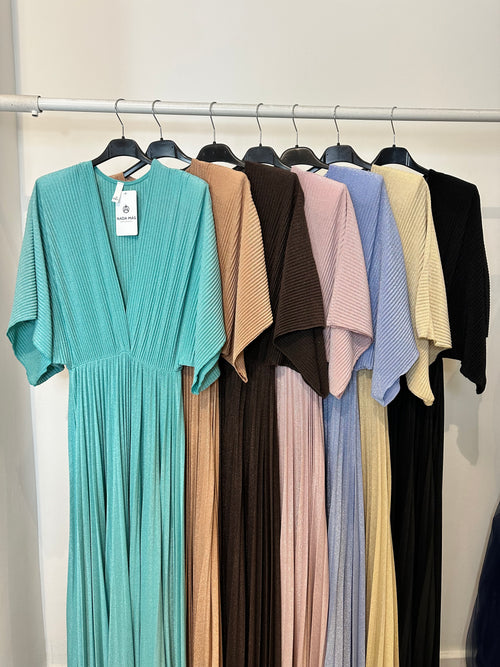 Abito cerimonia maglia plisse lurex manica