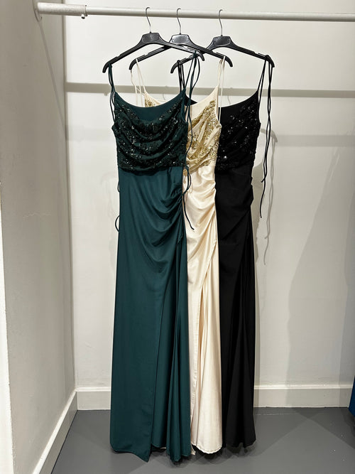 Abito cerimonia sirena top paillettes laccetti