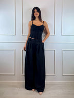 Top crop pizzo con spalline sottili