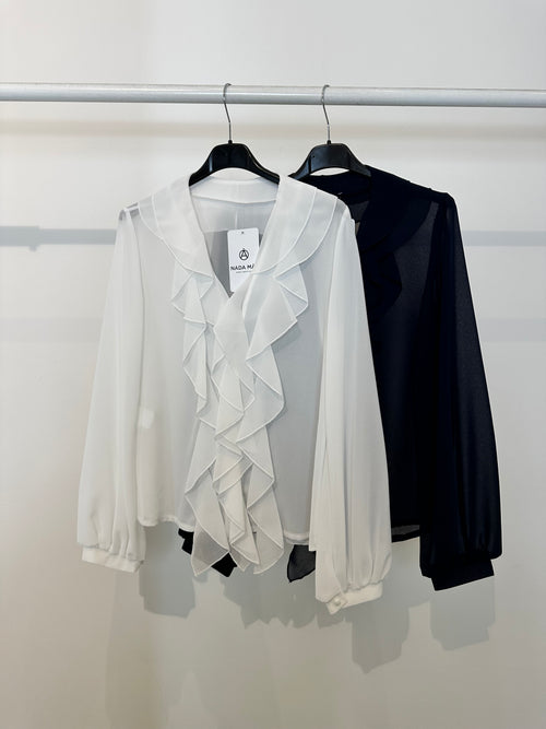 Camicia scollo volant a V
