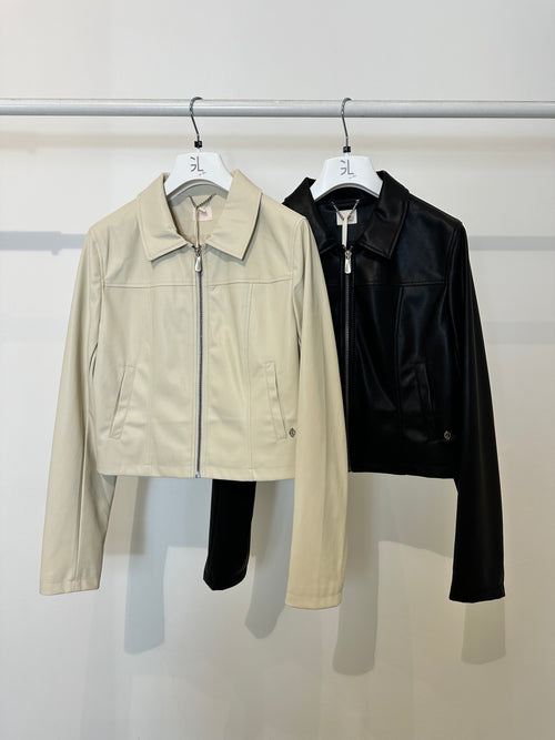 Giacca ecopelle con colletto