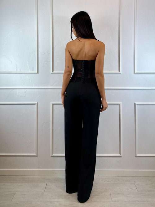 Pantalone a zampa con tasche americane
