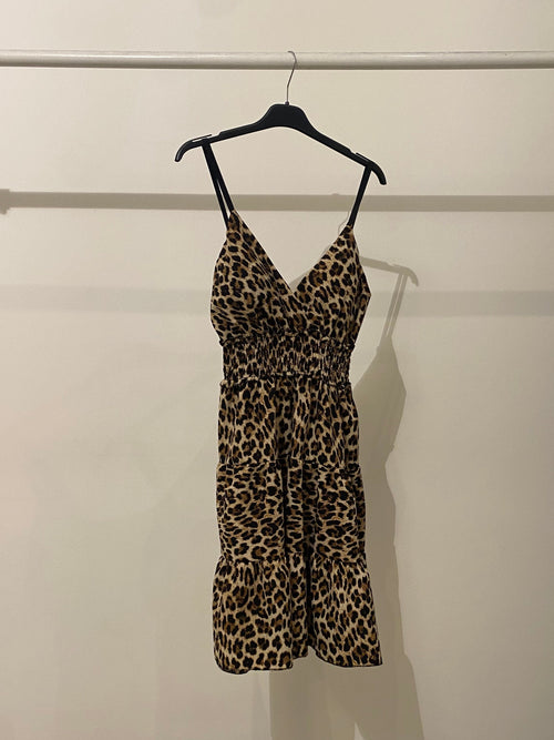 Vestito corto scollo V maculato