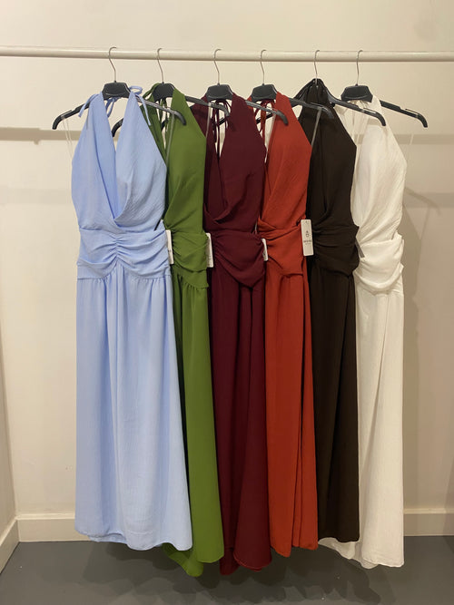 Vestito midi laccio collo