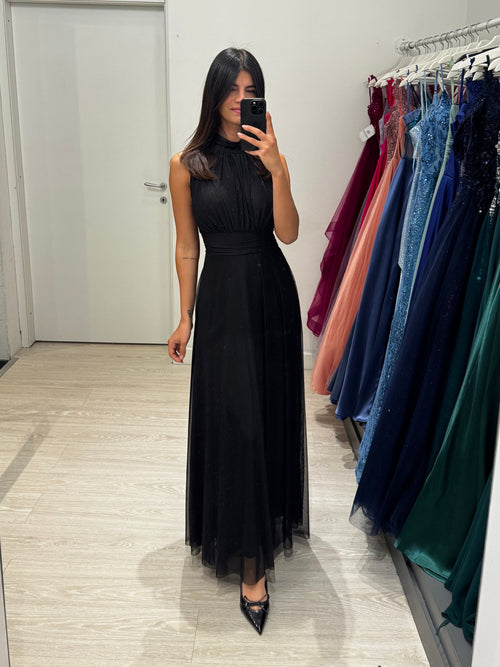 Abito Giulia cerimonia tulle brilli scollo Americana
