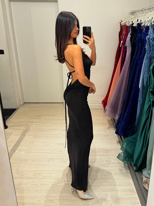 Abito lungo Lurex incrocio schiena