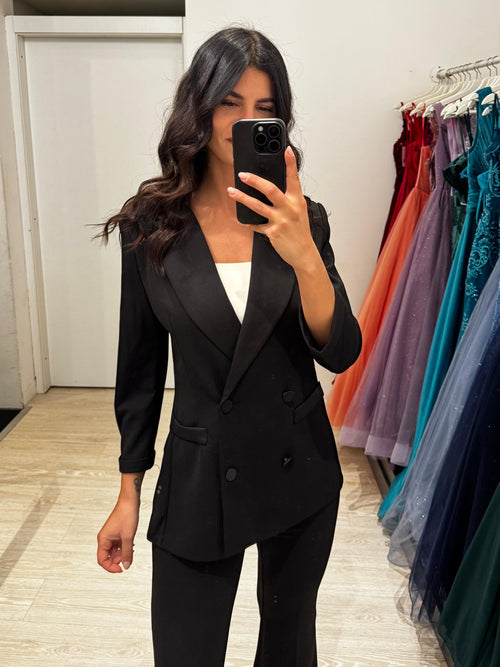 Completo giacca e pantalone inserti raso