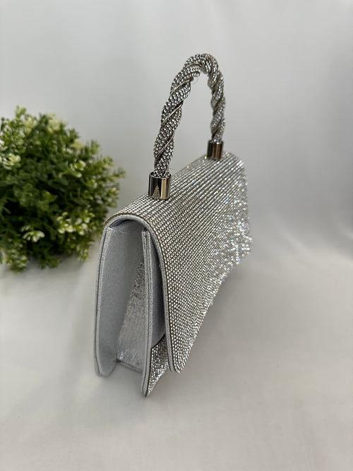 Borsetta strass manico treccia