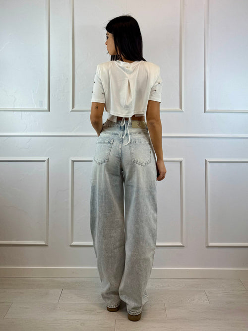 Jeans hazel baggy chiaro con strappi