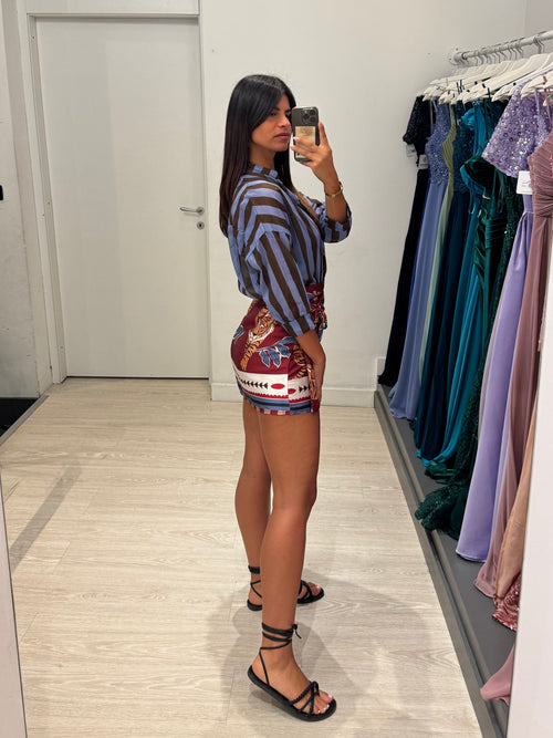 Camicia righe collo coreana