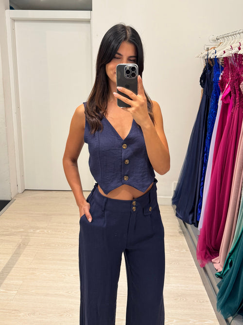 Completo lino gilet e pantalone