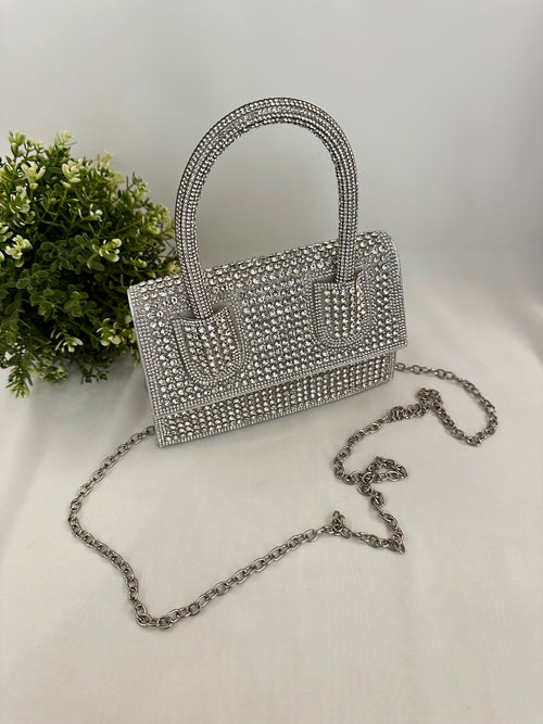 Borsetta strass manico rigido