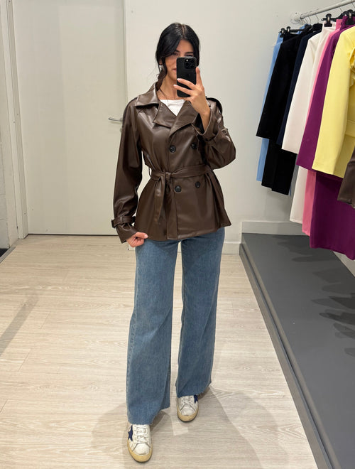 Giacca trench ecopelle