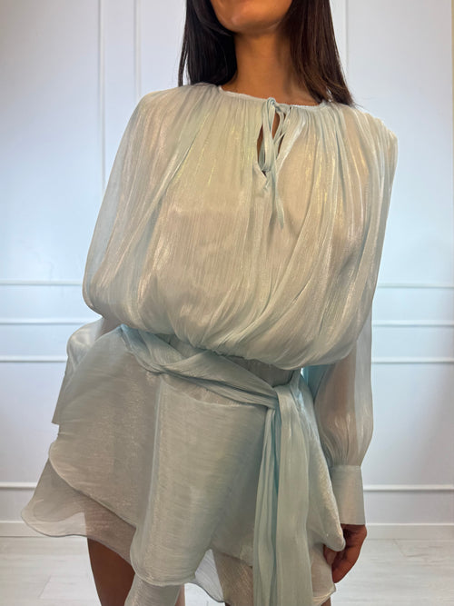 Vestito corto lame fiocco vita