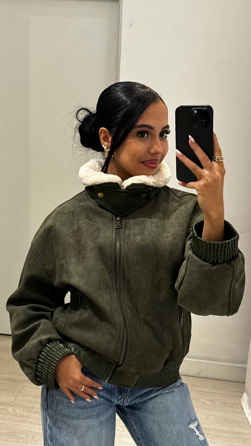 Giacca Bomber scamosciata Pelo pecora