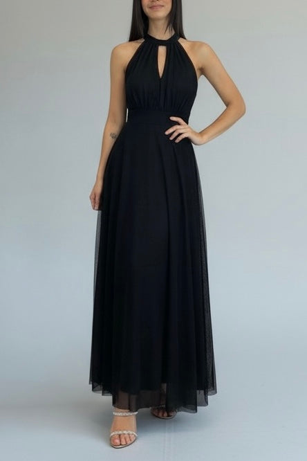 Vestito Giulia lungo tulle scollo americano