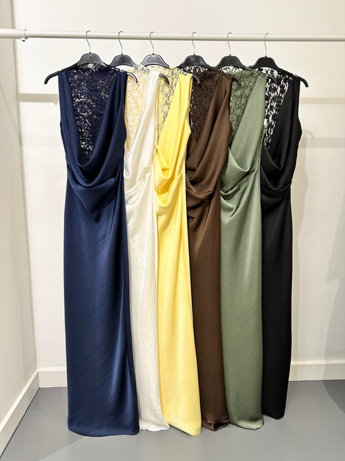Abito cerimonia satin con pizzo