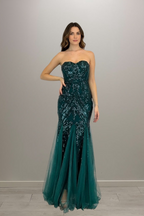 Abito cerimonia sirena paillettes e tulle scollo c