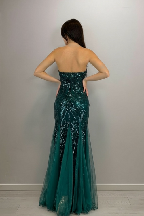 Abito cerimonia sirena paillettes e tulle scollo c