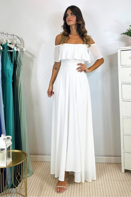 Vestito Giulia lungo tulle manica scesa volant