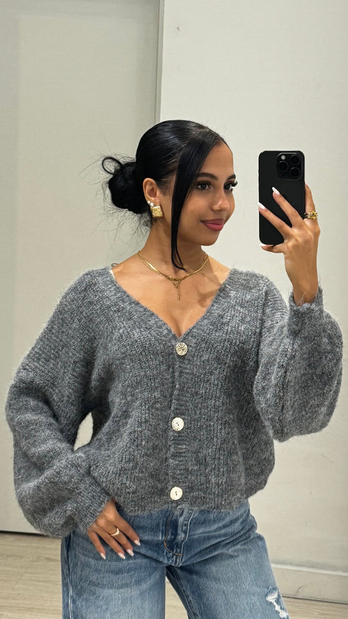 Cardigan over in maglia spazzolata