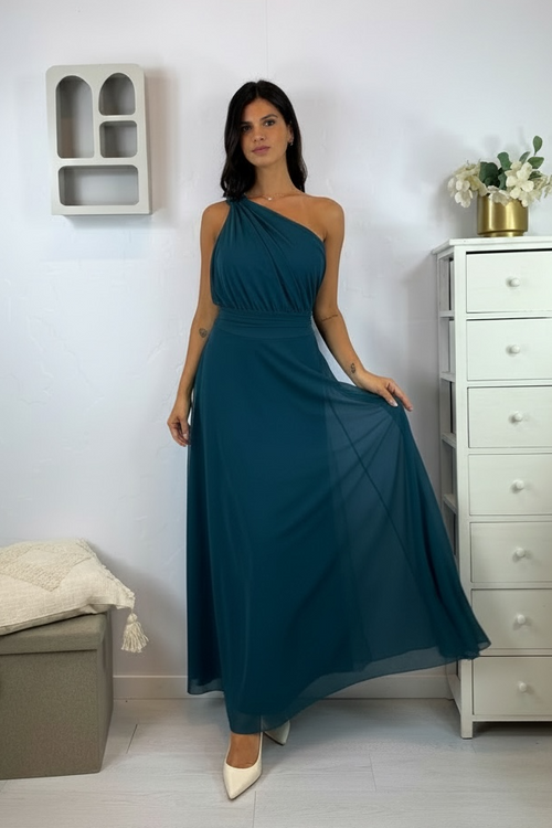 Abito cerimonia tulle monospalla