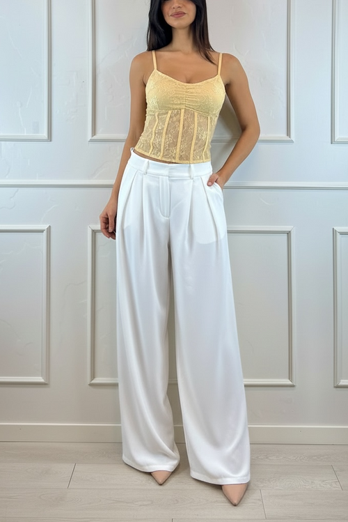 Top crop pizzo con spalline sottili