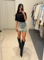 Minigonna di jeans lurex