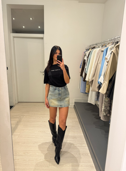 Minigonna di jeans lurex