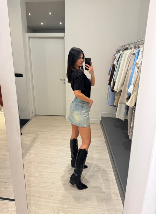 Minigonna di jeans lurex