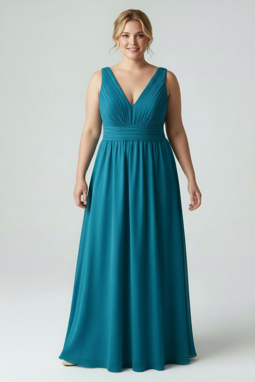 Abito cerimonia maxi scollo V drappeggio