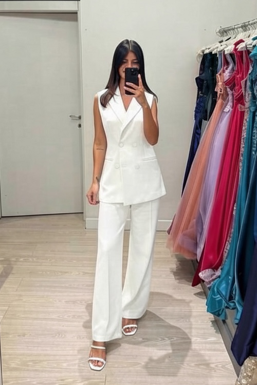 Completo gilet lungo e pantalone