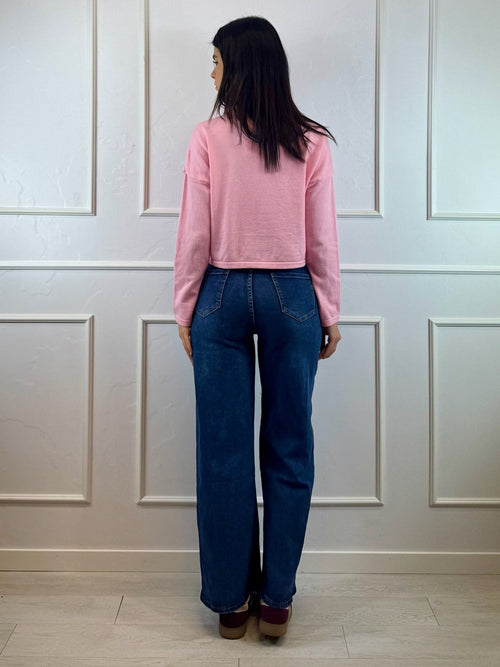 Maglia Crop Polo in Maglia