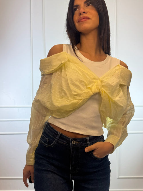Top con camicia annodata