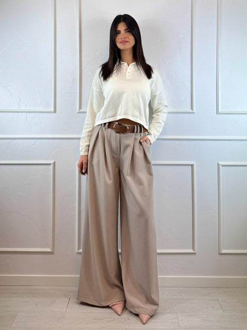 Maglia Crop Polo in Maglia