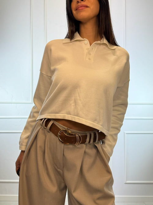 Maglia Crop Polo in Maglia