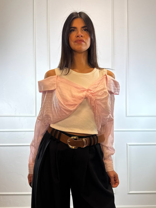 Top con camicia annodata