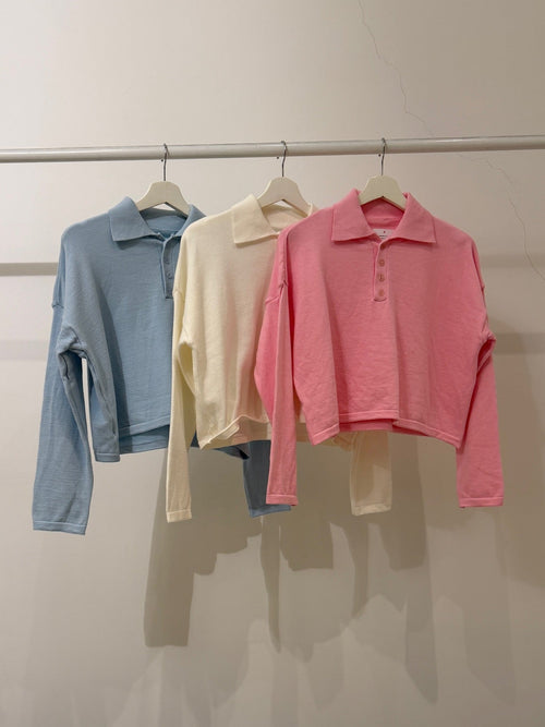 Maglia Crop Polo in Maglia